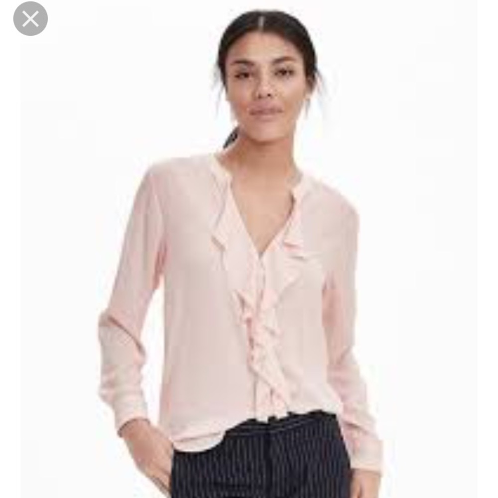 Banana Republic Light Pink Ruffled Blouse